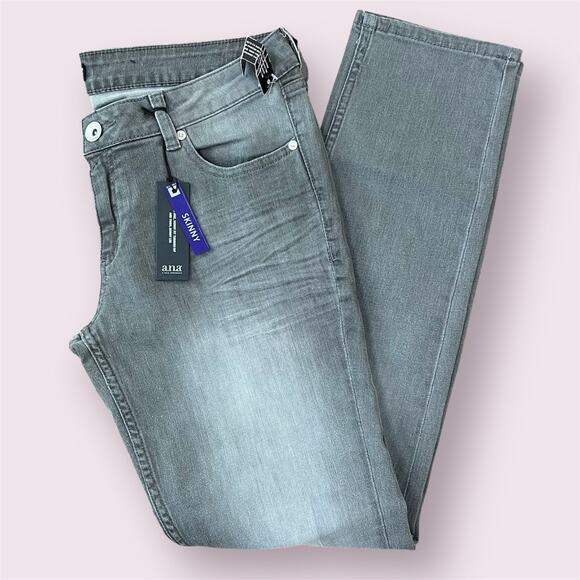 NWT a.n.a Low Rise Skinny Fit Through Hip And Thigh Gray Stretch Jeans 31/12 - Picture 1 of 12